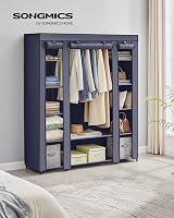SONGMICS Fabric Wardrobe Portable Wardrobe with 12 Compartments Navy Blue view 2