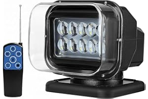 Remote Control LED Searchlight, 360° Rotating Magnetic Go Outdoor Spot Light for Trucks Trailers Offroad 12V 24V, Waterproof 