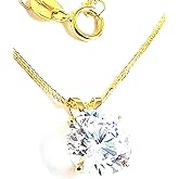 18k SOLID Gold LUXURY WOMENS DAY gift for her 8mm Diamond Necklace Pendant 1.5 carat SOLITAIRE DIAMOND Floating Diamond Necklace Yellow gold HANDMADE Jewellery for women