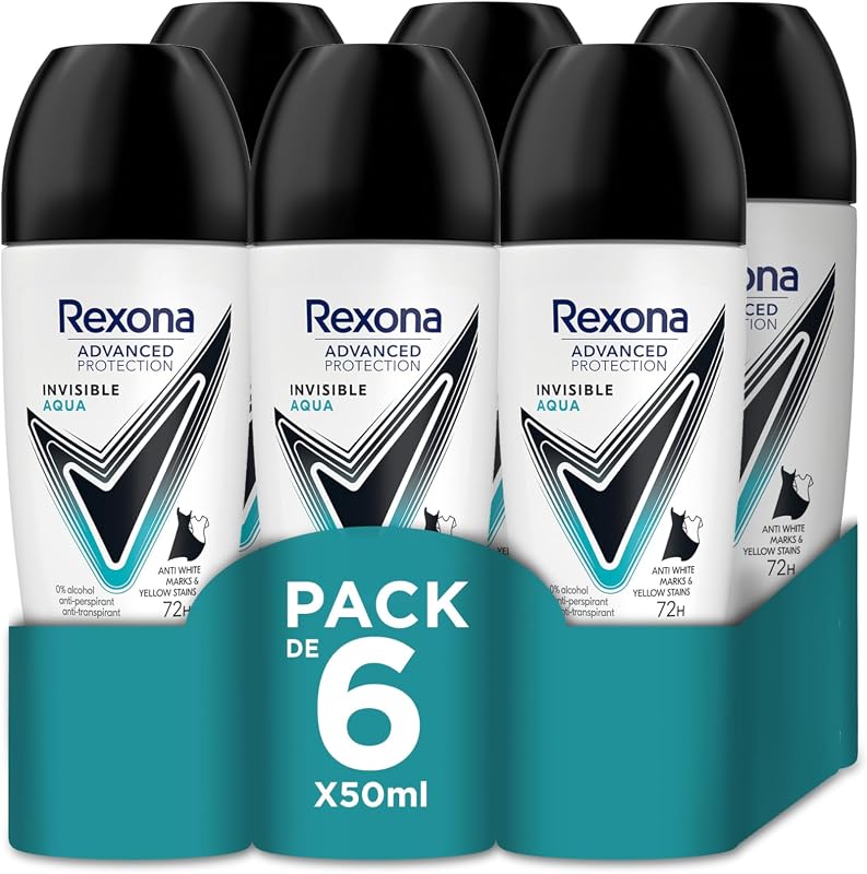 - Deodorant für Damen, unsichtbar, Aqua – Anti-Transpirant-Kugel – Advanced Protection – frischer und blumiger Duft – Schutz 72 Stunden (6 x 50 ml)