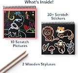 Skillmatics Scratch Art Book for Kids Animals Craft Kit 30+ Scratch Stickers view 2