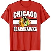 Chicago Blackhawks Stripe Red Officially Licensed T-Shirt
