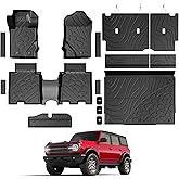 GALVAGNITE Floor Mats for Ford Bronco 2021-2026, All Weather Floor Mats Trunk Cargo Liner with Backrest Protectors and Door Sill Guards Accessories, Full Coverage Set (Fit 4 Door Models)
