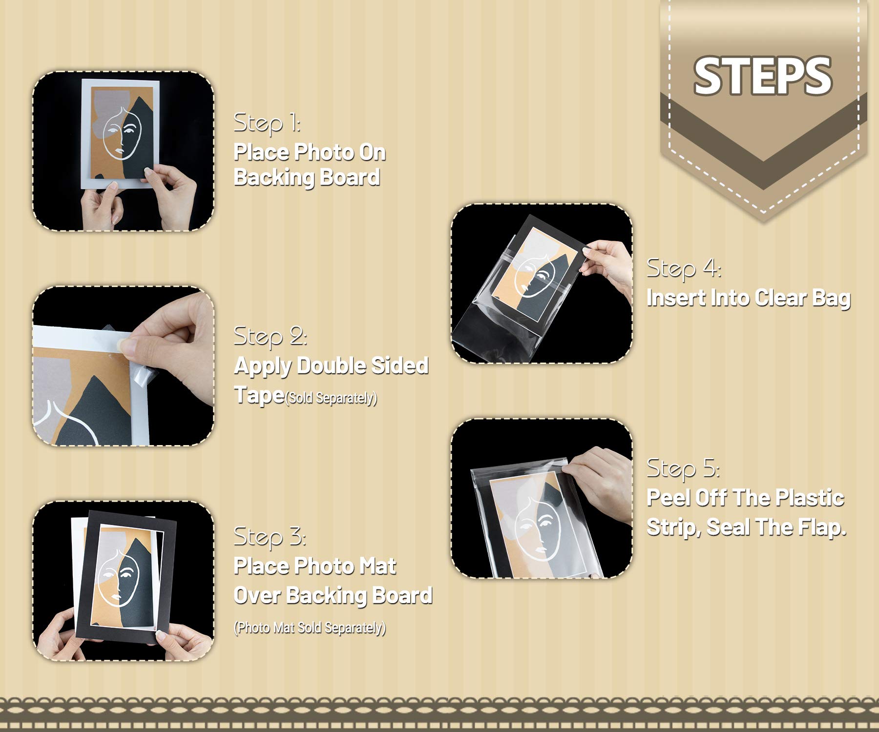 Golden State Art Pack of 100, Acid-Free 8 3/8x 10 1/8 inches Crystal Clear Sleeves Storage Bags for 8x10 Photo Framing Mats Mattes