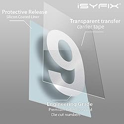 iSYFIX White Vinyl Number 9 (Nine) Stickers - 6