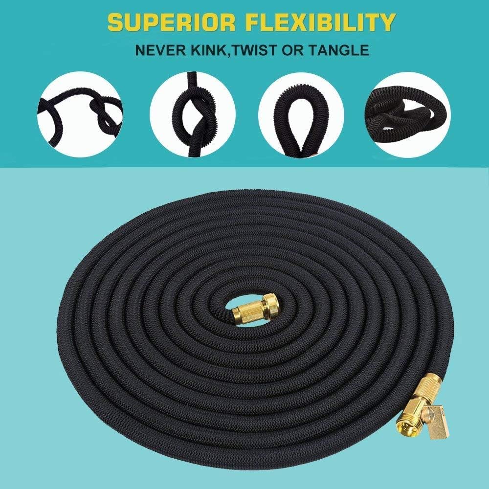 Hermard Expandable Garden Hose 50ft, Flexible Water Hose with Solid Brass Connector, Super Durable Fabric Car Wash Hose, Leakproof Lightweight Expanding Pipe for Watering and Washing … : Garden & Outdoor