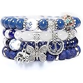 HESHPAWS 4 PCS Bohemian Stretch Anchor Bracelets Elephant Butterfly Retro Bracelets Suitable for Women Gifts
