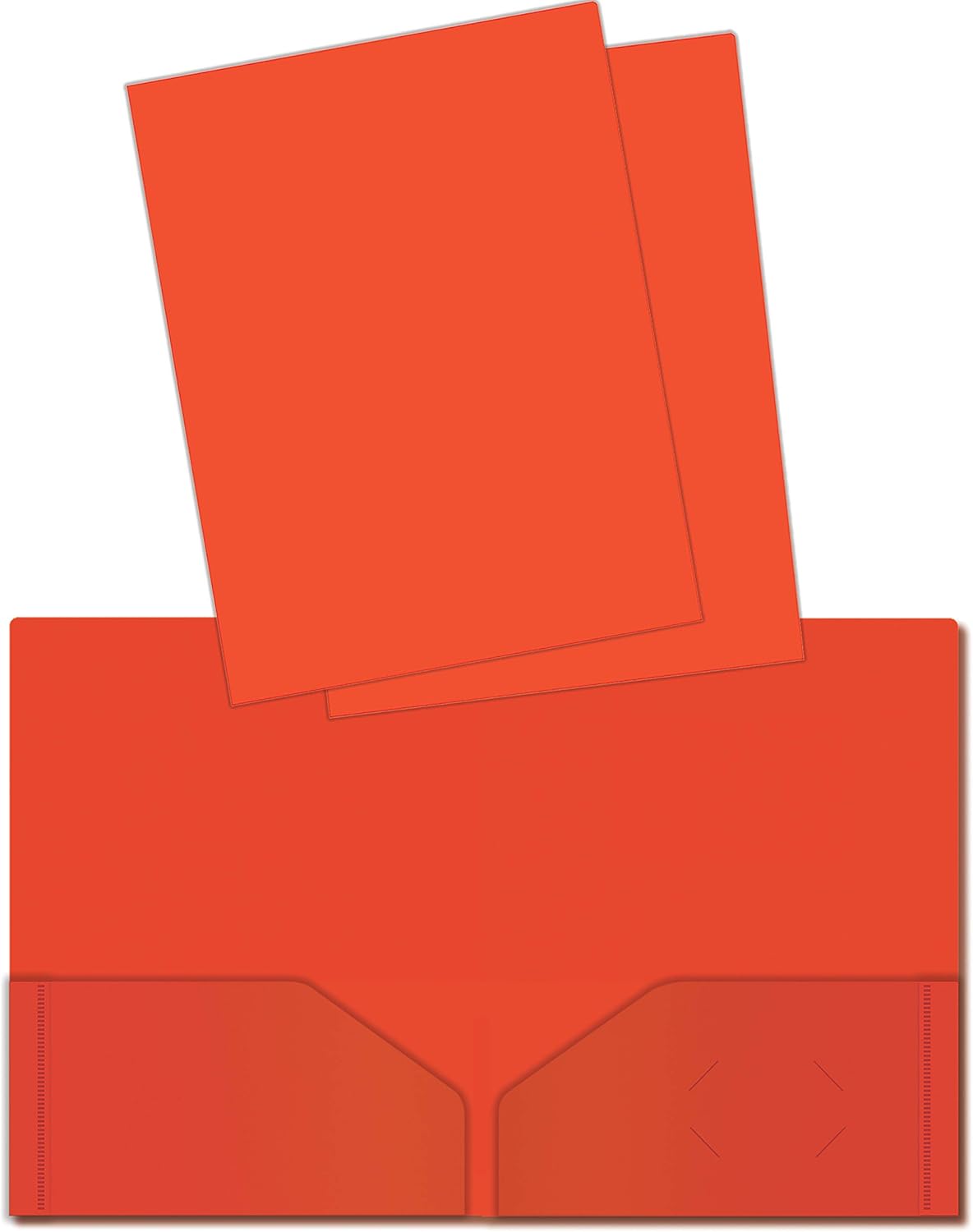 Heavyweight Plastic 2 Pocket Portfolio Folder, Letter Size Poly Folders by Better Office Products, 24 Pack (Orange)