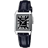 Casio LTP-V007L-1B Women's Rectangular Leather Strap Roman Black Dial Dress Watch