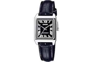 Casio LTP-V007L-1B Women's Rectangular Leather Strap Roman Black Dial Dress Watch, Quartz Movement