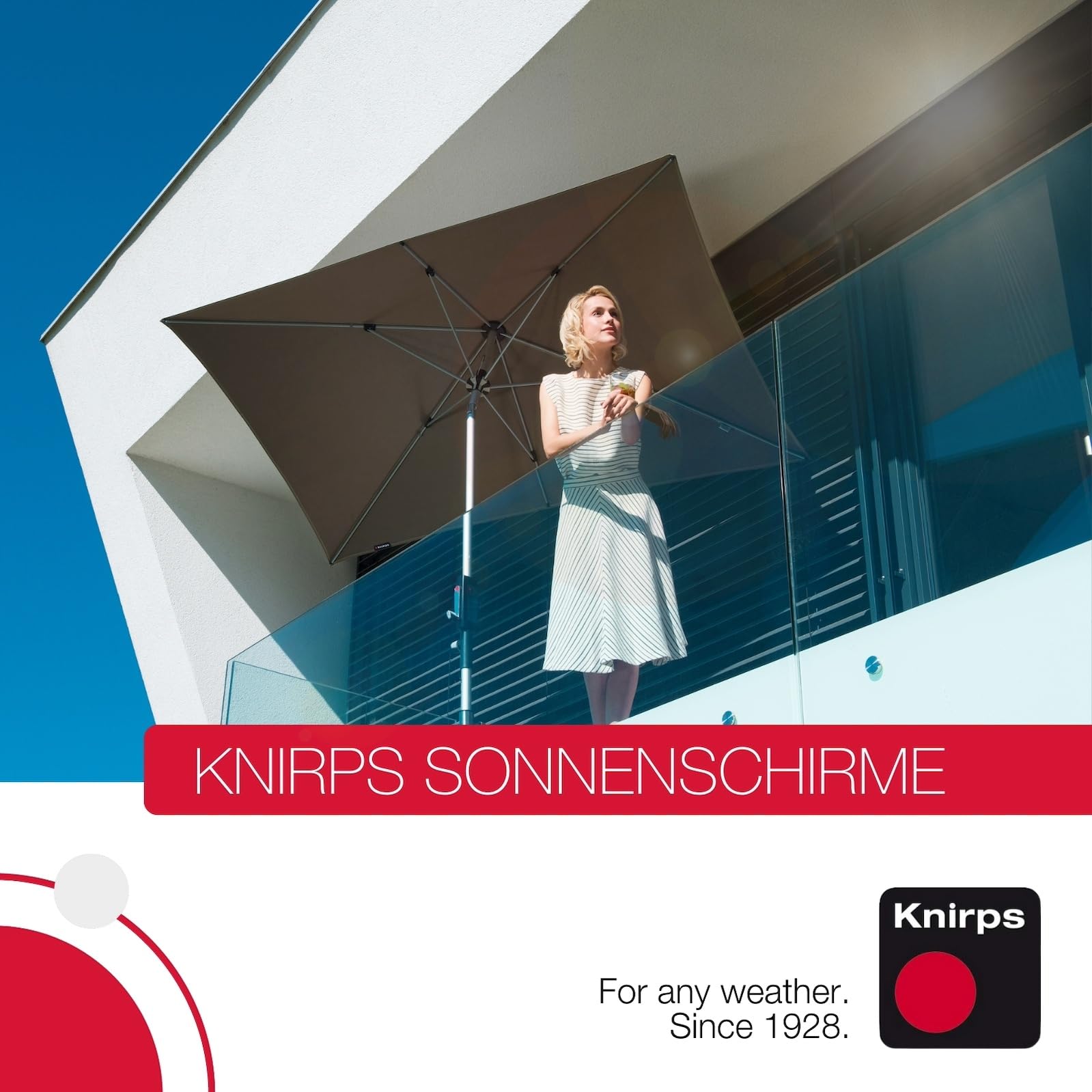 Knirps Automatic Sonnenschirm 240x240cm Dunkelgrau I innovativer UV-Schutz mit automatischem Öffnen & Schließen I stabiler Gartenschirm I Terrassenschirm kompakt I große Schirmfläche 8