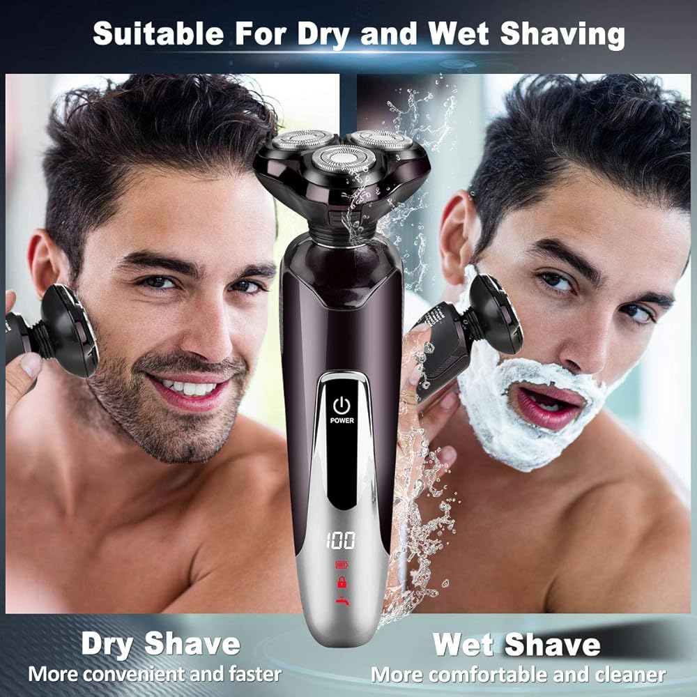 Electric Shavers for Men, Rechargeable 4 in 1 Dry Wet Men's Electric