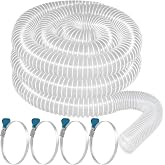 Qucship 2 1/2" x 20' PVC Dust Collection Hose,2.5 Inch Dust Collection Hose | Clear &amp; Flexible, Puncture Resistant, Wire Reinforced, 4 Clamps, 2.5 Dust Hose For Woodworking Workshops Table Saw Band Saw