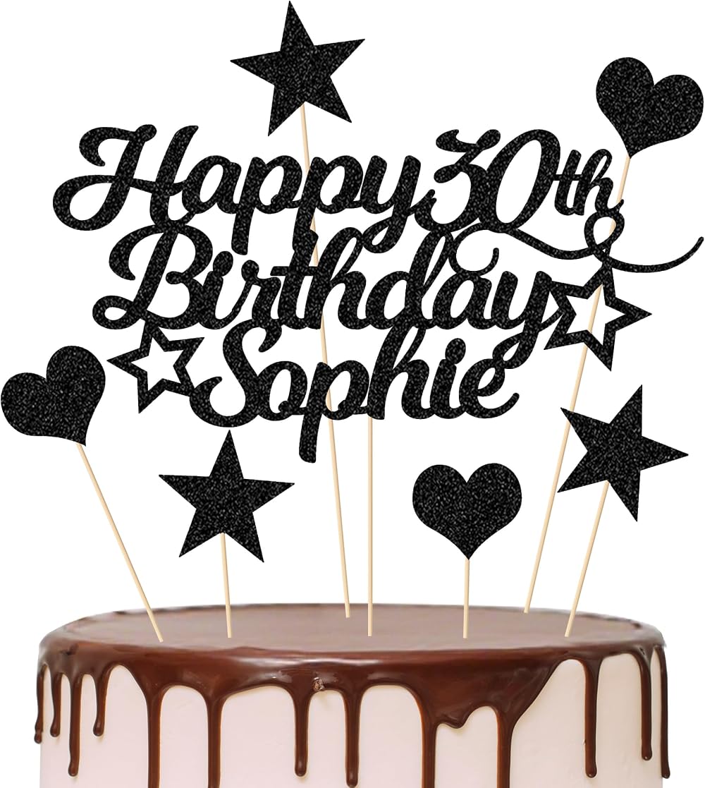 EDSG Personalised Happy Birthday Cake Topper Glitter Card 160x108mm