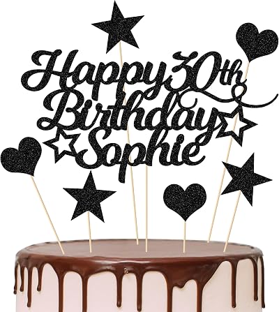EDSG Personalised Happy Birthday Cake Topper Glitter Card 160x108mm
