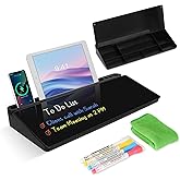 Desktop Glass Whiteboard with Storage, Desk Board with Computer Keyboard Stand, White Dry Erase Board with Drawers for Home, 