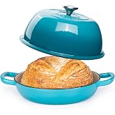 Enamelled Cast Iron Dutch Oven Pot – Dutch Oven For Sourdough Bread Baking – Cast Iron Bread Pot – Blue, 6 Quarts, 26cm – by 