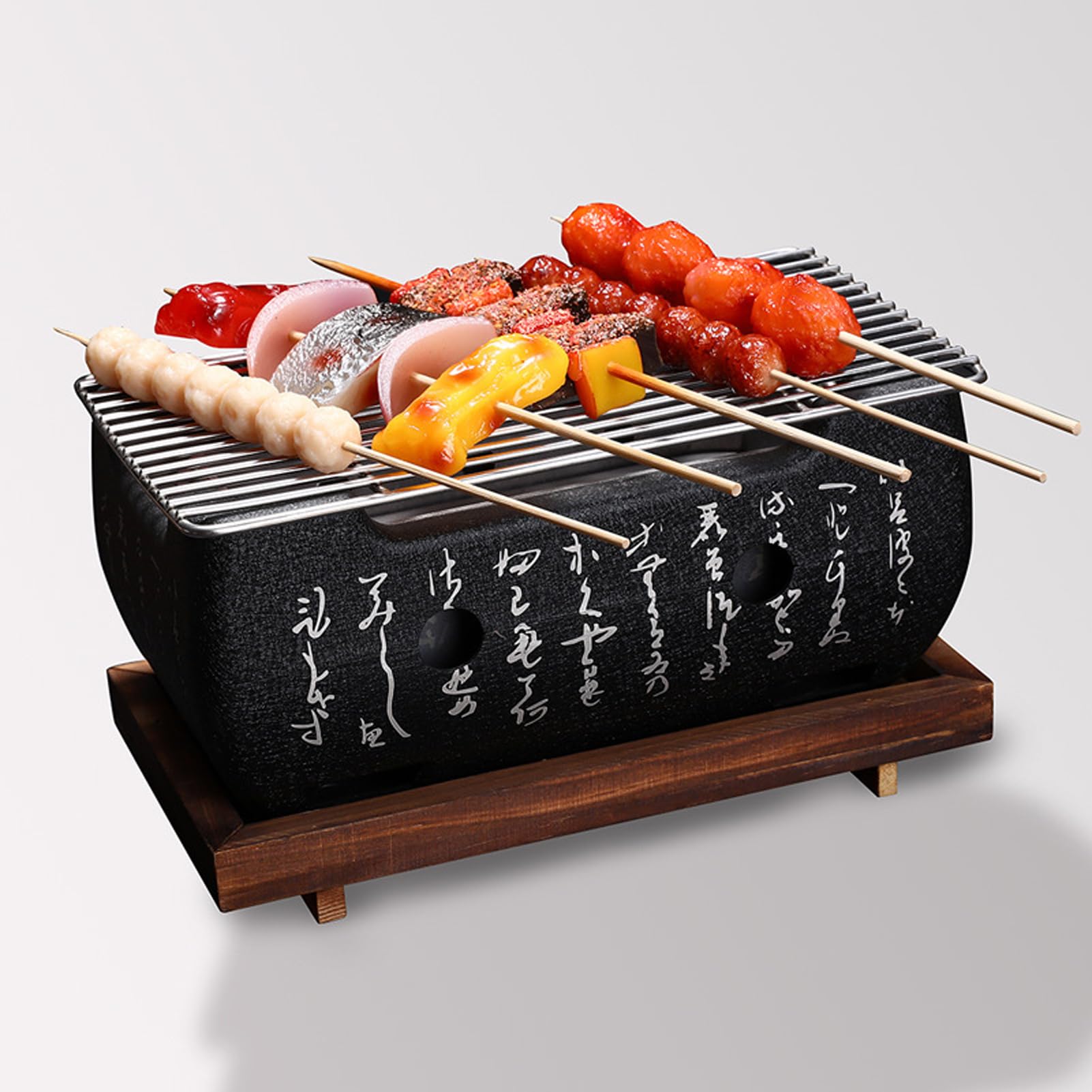 Charcoal BBQ Grill,Portable Japanese BBQ Tabletop Barbecue Grill Tools,Retro Barbecue Stove Oven for Camping Picnics, Garden, Backyard Outdoors Cooking