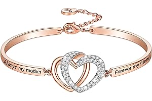 Aihitero Mother's Day ‘Badass Mom’ Gifts, Engraved ‘Always My Mother/Godmother Forever My Friend’ Bangle Bracelet, ‘Mother Son Forever Love’ Women Jewelry, Christmas Birthday Presents from Daughter