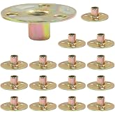 Rierdge 16 Pcs 1/4"-20 Brad Hole T Nut | Carbon Steel, Round Base, Screw-in, Furniture Hardware, Flange Insert Female Thread