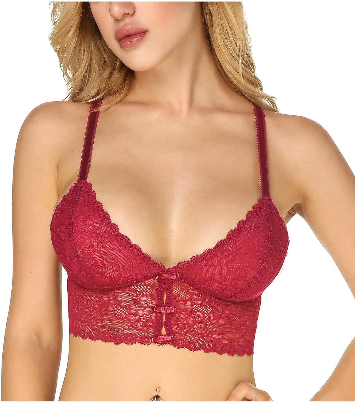 KISSLACE Women Lace Wireless Plus Size Minimizer Bra Full Coverage Vest Bras