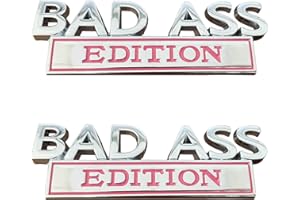 QYZZRS 2 PCS Bad Ass Edition Emblem,Bad Ass Car Funny Decal 3D Raised Letters Bumper Interesting Metal Sticker,for Universal Vehicle,Truck,RV,SUV,car Door,Fender Decoration,Trunk,Motorcycle(Silver Pink)