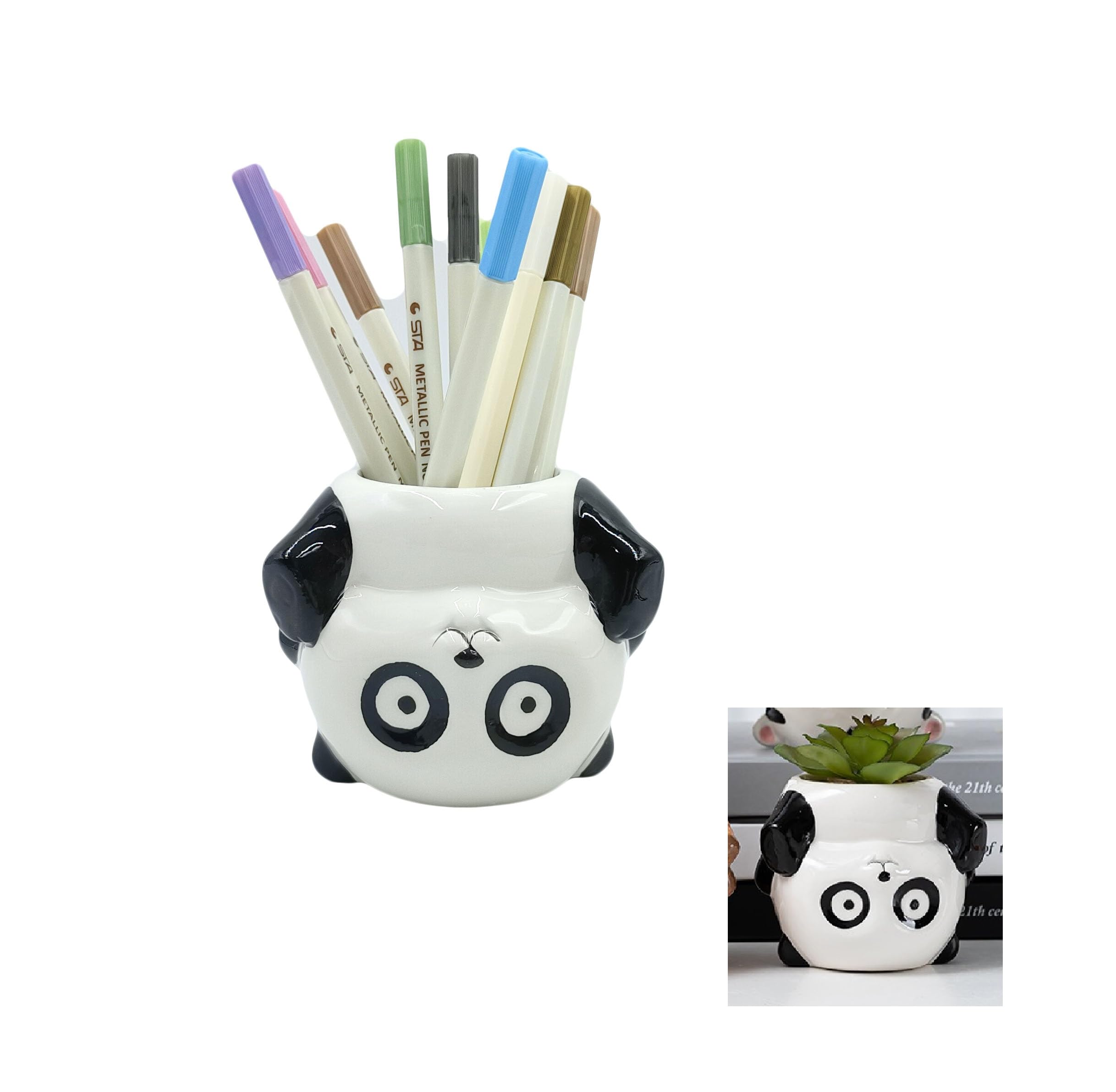 Youfui Home Decor Pot, Animal Succulent Planter Flowerpot for Home Office Desk Decoration (Cute Panda)