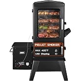 Electric Pellet Smoker with Rainproof Cover, Vertical Wood Pellet Smoker Grill With Meat Probe LED Display Temperature Control (616sq.in)