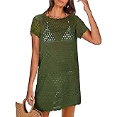 ANRABESS Swimsuit Cover Up for Women 2026 Crochet Bathing Suit Swimwear Mesh Knit Beach Dress Summer Vacation Clothes