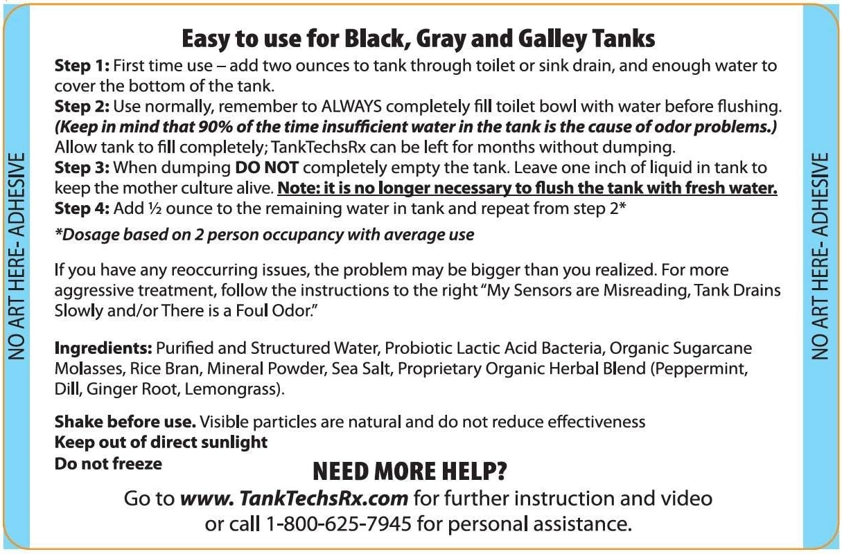 TankTechsRx - RV Holding Tank Treatment & Cleaner - 33.8 ounce = 68 treatments - All Natural Probiotics for RV, marine, camping, portable toilets: Automotive