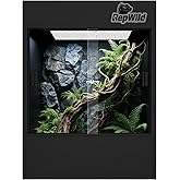 REPWILD 33 Gallon PVC Tall Reptile Terrarium, 18x18x24 Arboreal Enclosure | Vertical Habitat Enclosure with Sliding Door &amp; Heavy-Duty Screen for Amphibians, Crested Gecko Lizard Chameleon