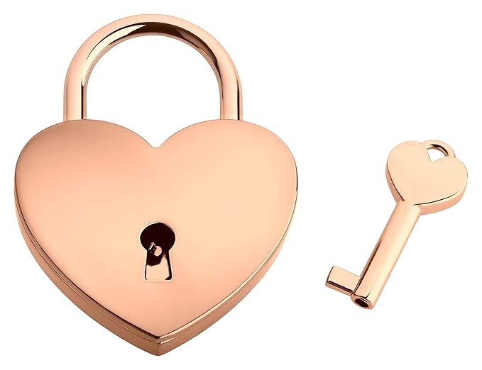 Liebesschloss In Herzform ? | Herzschloss Mit Schlüssel & Samtsäckchen Als Liebesgeschenk | Roségold | Ohne Gravur