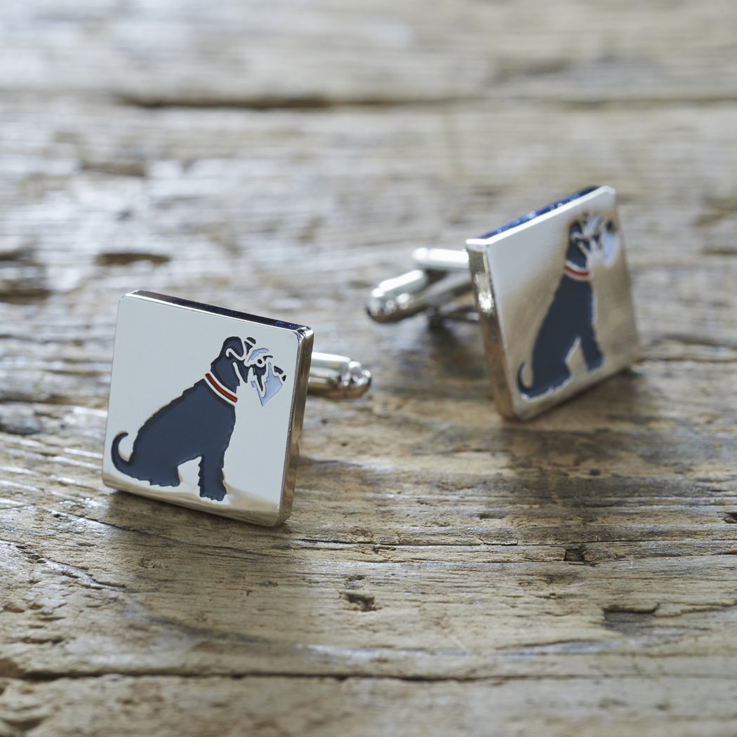 Sweet William Grey Schnauzer Cufflinks | Silver plated Men Cufflinks for Grey Schnauzer or any dog lover | 18 mm x 3 mm