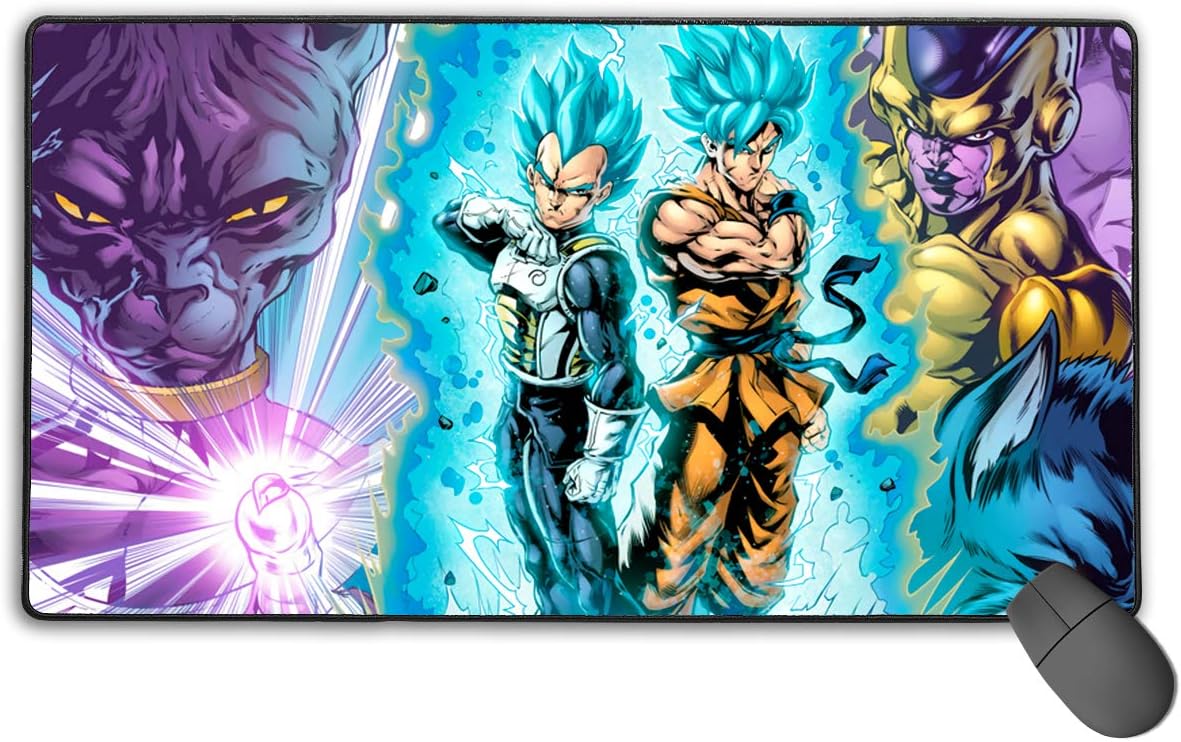 Dragon Ball Super Blue Non-Slip Mouse Pad Rectangle Rubber Anime Mouse Pad Gaming Mouse Pad 30x15.7 Inch(75x40 cm)