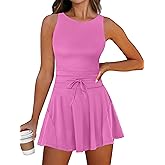 Caracilia Women's Tennis Mini Dresses 2026 Summer Sleeveless Built in Shorts Golf Athletic One Piece Active Romper Dress