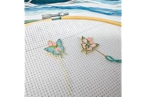 MAGNEECH 2pcs Pink Blue Butterfly-Themed Needle Minder Magnet，Magnetic Needle Minders for Cross Stitch and Embroidery - Keep Your Needles Secure