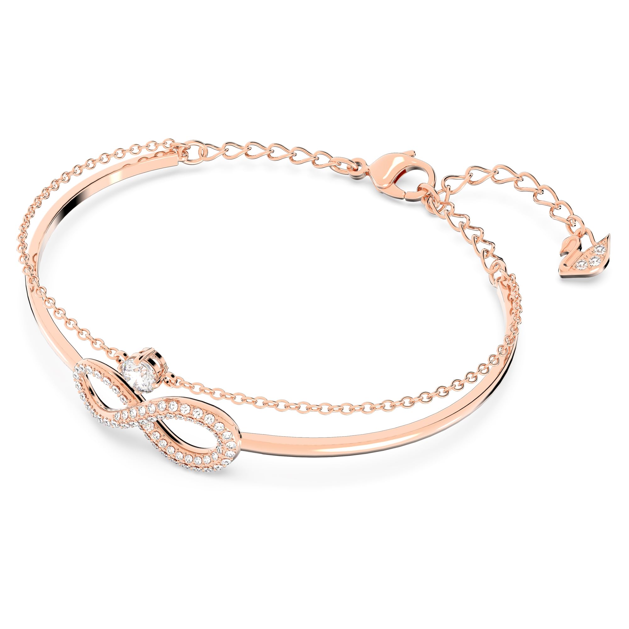 Swarovski Infinity Twist Jewelry Collection, Bracelets & Necklaces, Rhodium & Rose Gold Tone Finish, Clear Crystals