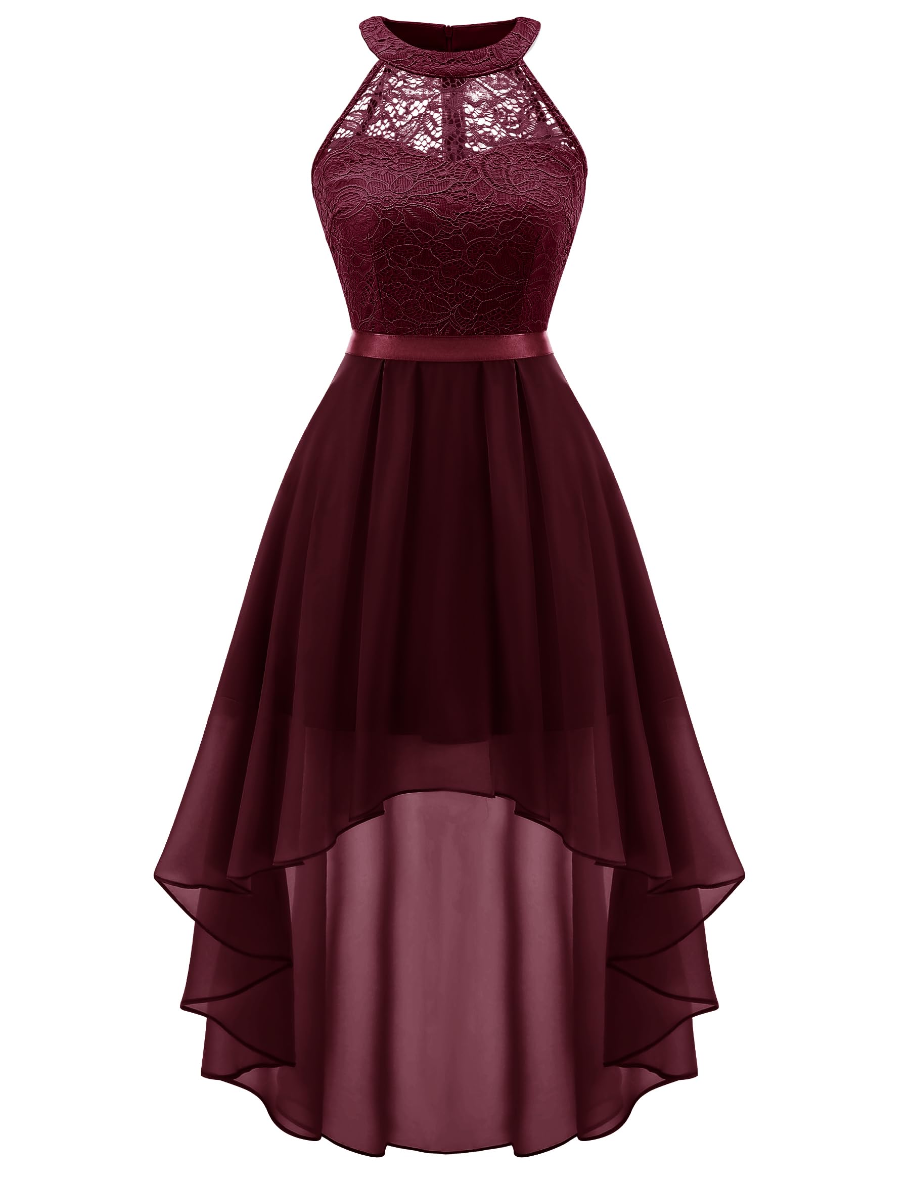 Photo 1 of Wedtrend Womens Midi Cocktail Dress with Empire Waist Spring Wedding Guest Dress Floral Lace Semi Formal Dresses for Women Homecoming&Prom 2025 WT0204BurgundyM