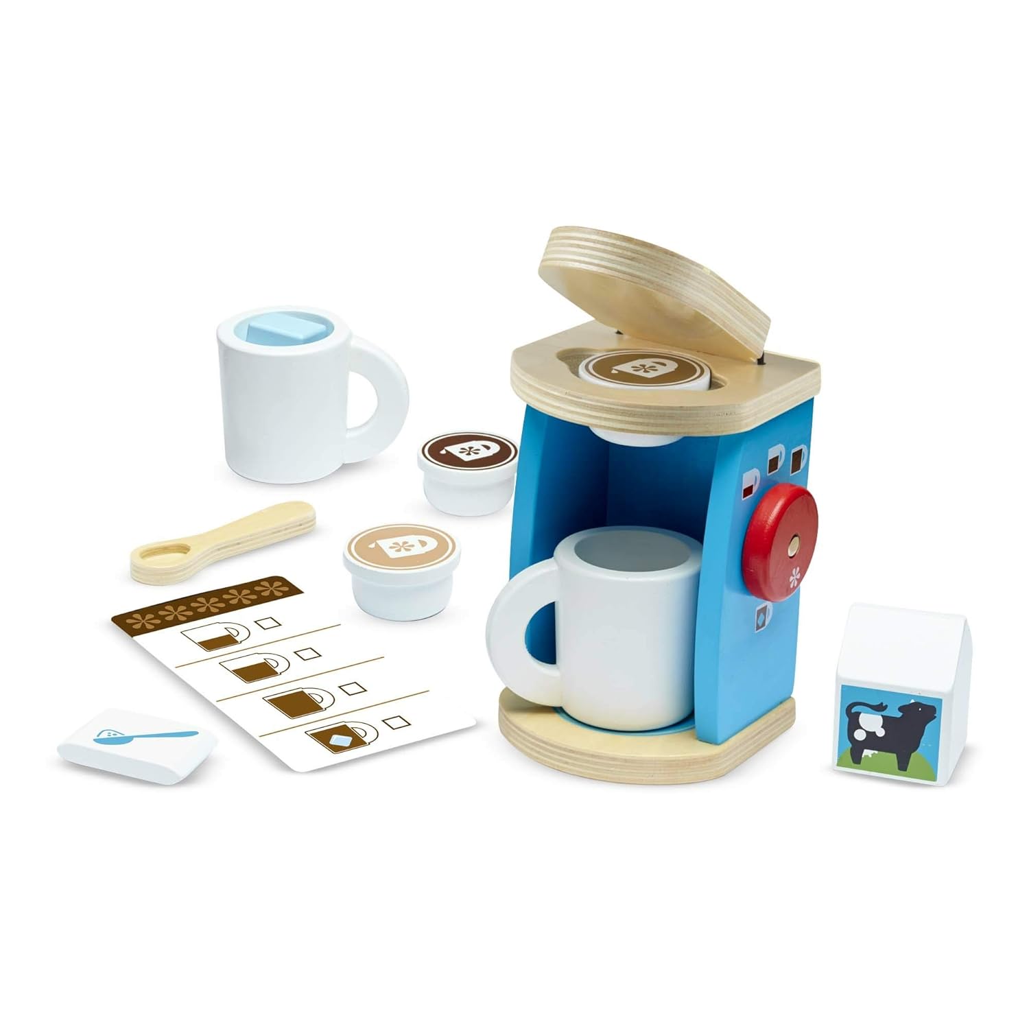 Melissa & Doug 11Piece Brew and Serve Wooden Coffee Maker Set Play
