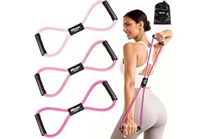 HOXWC Resistance Bands, Figure 8 Resistance Band, Exercise Bands with Handles for Back, Workout Bands for Arms, Shoulder, Leg, Physical Therapy, Pilates, Home Gym Workout Equipment for Women Men