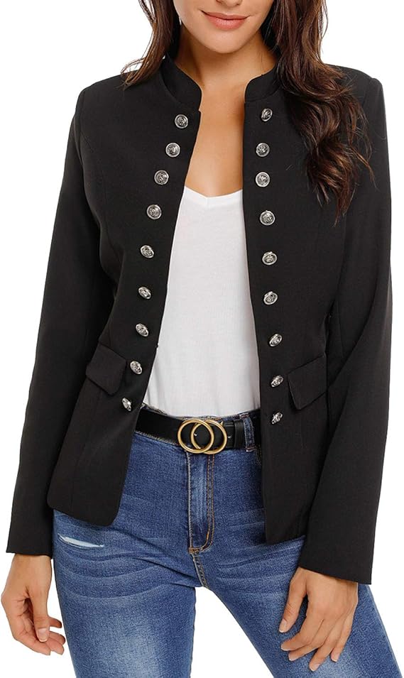 Utyful レディース オープンフロント 長袖 ボタン ワーク オフィス ブレザー カジュアルカーディガン ビジネスジャケット スーツ ポケット付き スーツ 通販 Amazon