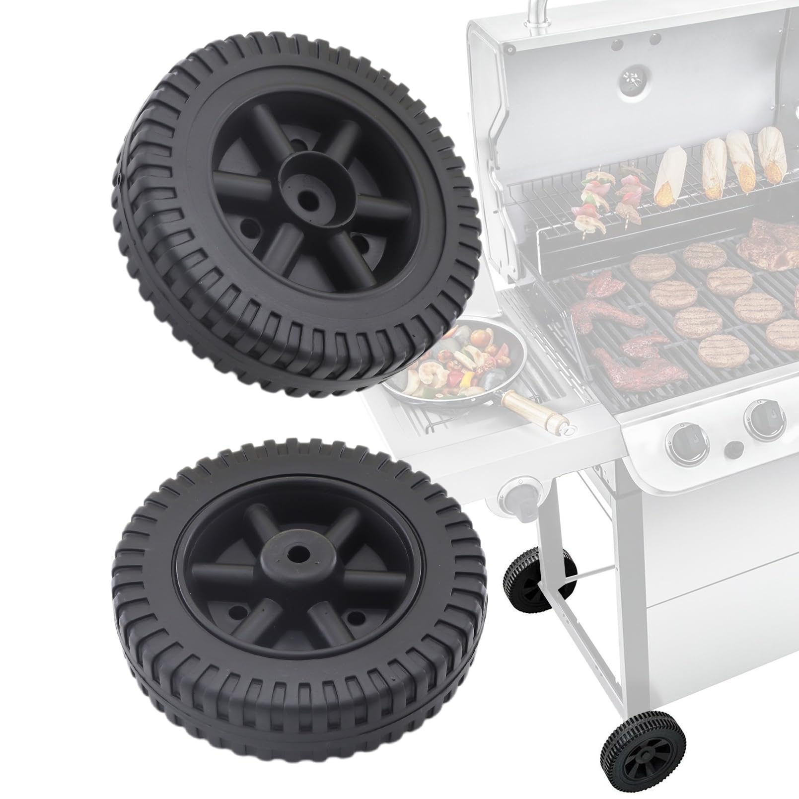 Photo 1 of 6 Inch G206-0025-W1 Grill Wheels Replacement Parts for Charbroil 463377319 463620415 463720114 463720113 463611212 Thermos 461630509 461670719 461771119,2 Pack BBQ Wheels Kit Grill Accessories