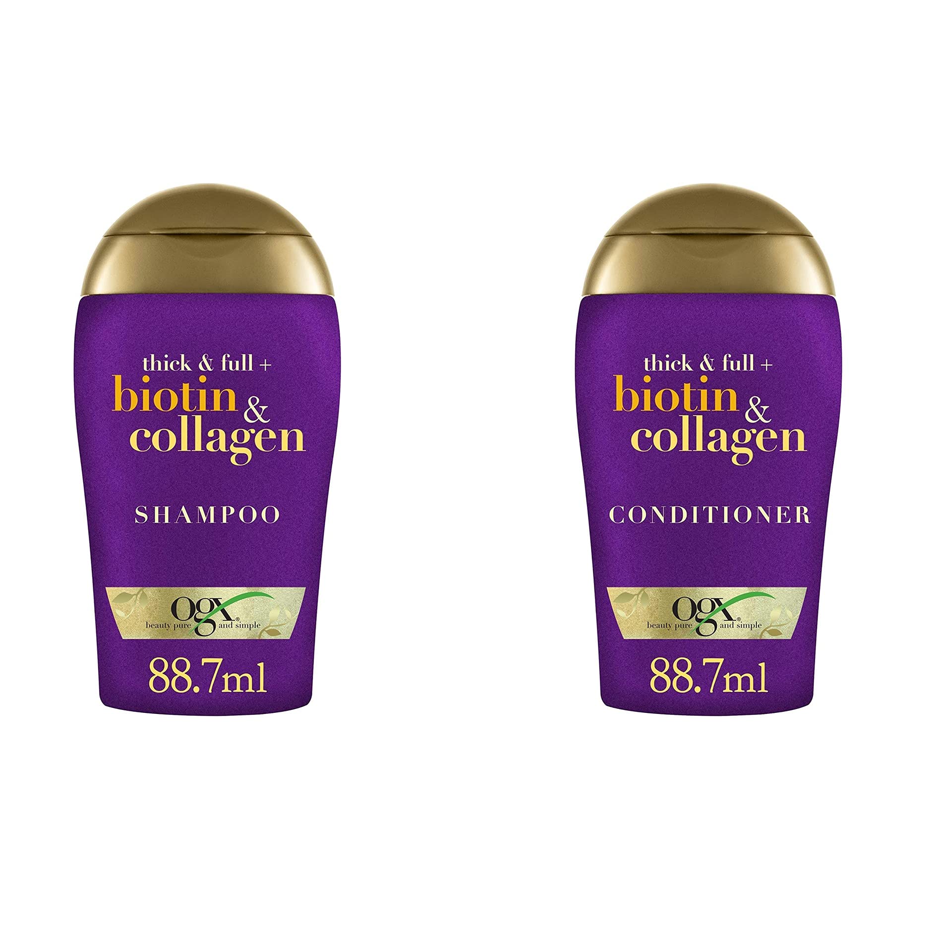 OGX Thick & Full Biotin and Collagen Travel Toiletries Shampoo and Conditioner Set 88ml x 5