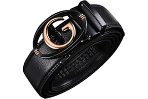 Civantiya Ratchet Belt for Men, Mens Belt Leather Designer 1 3/8" for Casual Jeans, Black Fashion Belts