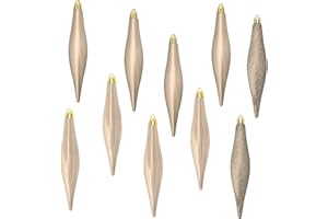 TKYGU - 30PCS/6Set Finial Droplet Christmas Tree Decorations Shiny/Matte/Glitter/Design Charm,5.9 inches (Champagne)