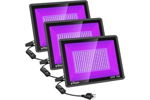 XYCN 3 Pack 200W LED Flood Black Lights,Outdoor Flood Blacklight Light with Plug, IP66 Waterproof forGlow in The Dark, Dance Party, Stage Lighting, Body Paint, Fluorescent Poster, Neon Glow