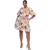 City Chic Women's Plus Size Dress - Simona Print Puff Sleeve Mini