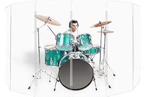 PENNZONI Drum Shield 6ft w/Plastic Hinges, Comes w/ 6 Drum Panels, & Plastic Hinges, Premium Clear Acrylic Panels, Drum Screen