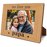 XQLSR Papa Gift, Papa Photo Fame Gift for Grandpa, Papa Birthday Christmas Thanksgiving Gift, Photo Gifts Wooden Picture Frame, We Love You Papa Photo Frame Decor, To Assemble 4 * 6 Inches Photo