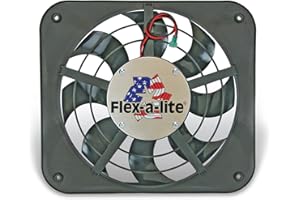 Flex-a-lite 111 Lo-Profile S-Blade Electric Puller Fan , Black